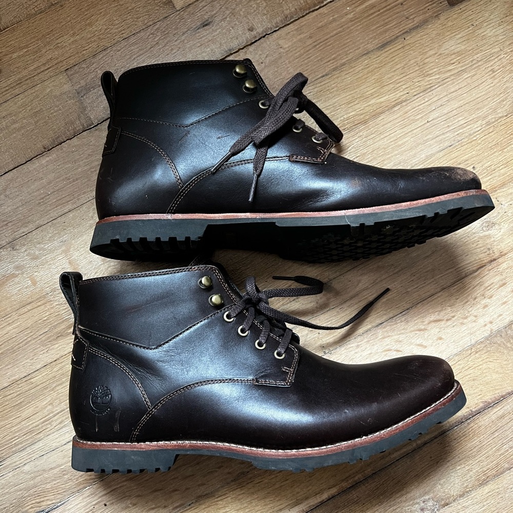 Timberland Waterproof Leather Kendrick Chukka Boots Sz 11 Dark Brown Mens Laceup